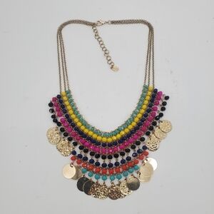 Aldo bright gold tone coin statement necklace